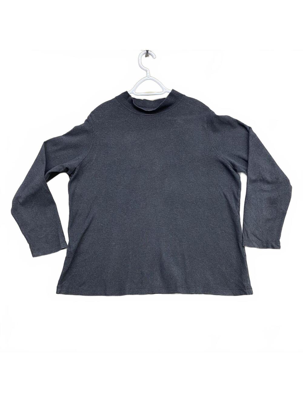 VTG Y2K Cotton Ginny Plus M Gray Mock Neck Long Sleeve Shirt Made in China